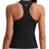 Seamless Womens Breathable Workout Tank Tops Racerback High Neck Sleeveless Running Athletic Shirts
