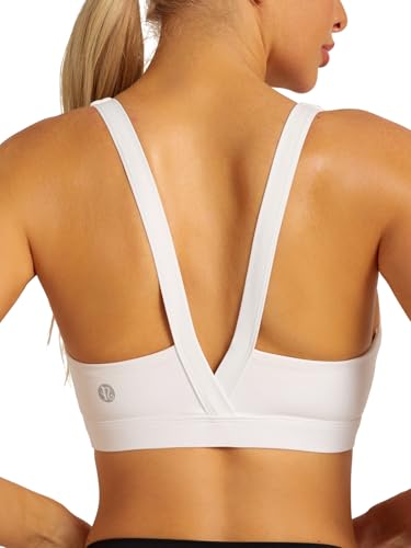Sports Bras for Women, Medium Support Molded Cup Sports Bras with Sewn in Pads Strappy Workout Yoga Bra