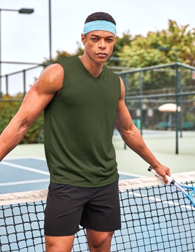 Men's 3 Pack Workout Tank Tops Gym Sleeveless Shirts V Neck Bodybuilding Muscle Tee Shirt