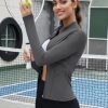 Women's Slim Fit Workout Jackets Full Zip Long Sleeve Running Athletic Tops Yoga Shirts with Thumb Holes