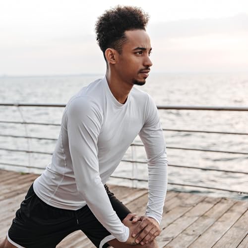 3 Pack Men Long Sleeve Shirts Moisture Wicking UPF Sun Protection Tee Quick Dry Workout T-Shirts Casual Running Shirt