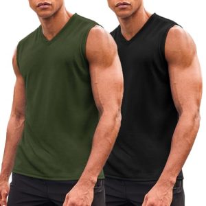 Men's 3 Pack Workout Tank Tops Gym Sleeveless Shirts V Neck Bodybuilding Muscle Tee Shirt