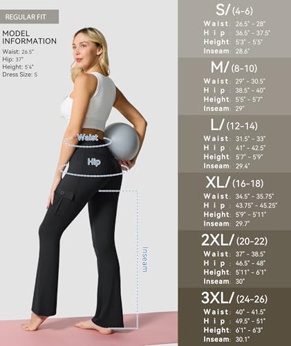 Flare Leggings for Women Yoga Crossover High Waist Pants with Tummy Control Workout Cargo with 5 Pockets Bootcut Leggings