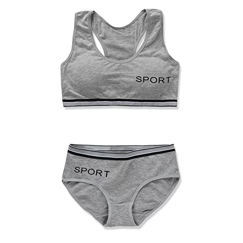 Soft Cotton Elastic Breathable Training Bra and Underwear Set for Teen Girls 8-18 Years Old