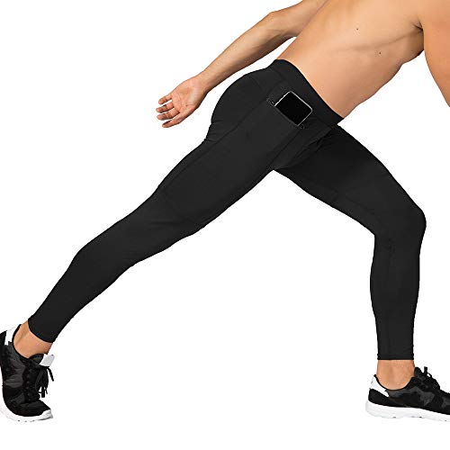 Men's Compression Pants Workout Athletic Leggings Running Gym Tights with Pockets