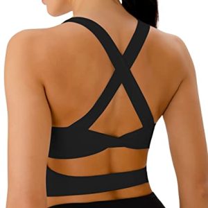 Sports Bras for Women Criss-Cross Back Padded Workout Tank Tops Medium Support Crop Tops for Women