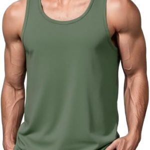 Cotton Workout Sleeveless Shirts for Men Quick Dry Muscle Shirt Lightweight Summer Running Tank Tops