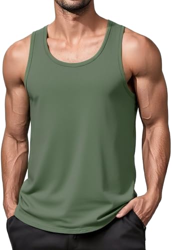 Cotton Workout Sleeveless Shirts for Men Quick Dry Muscle Shirt Lightweight Summer Running Tank Tops