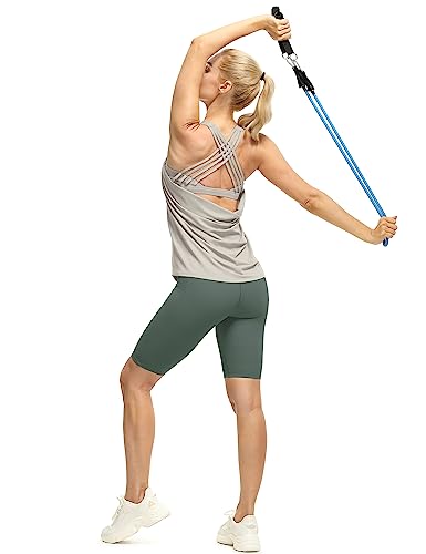 Women's Open Back Workout Athletic Yoga Tank Tops with Built in Bra