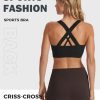 Sports Bras for Women, Criss Cross Back Medium Support Bras for Large Bust, Strappy Yoga Workout Bra with Pads