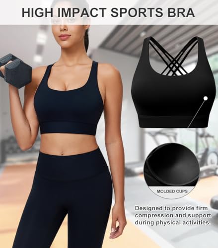 High Impact Sports Bra for Women High Support Molded Cups Strappy Women’s Sports Bra for Workout,Training and Running