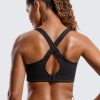 Womens Zip Front High Impact Sports Bra - Molded Cup Adjustable Convertible Straps Wireless Workout Yoga Crop Top
