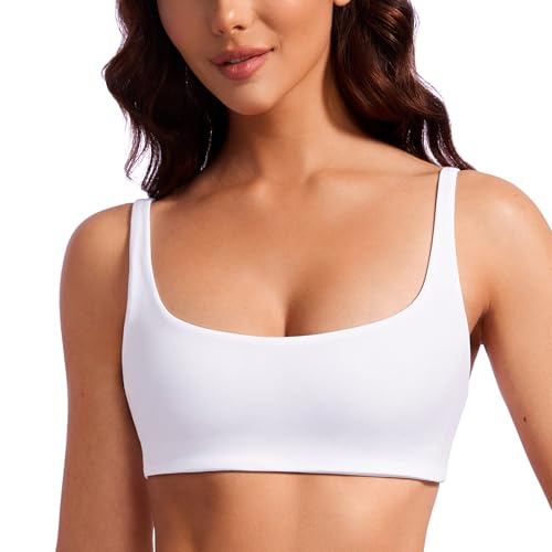 Butterluxe Spaghetti Strap Sports Bras for Women - Square Neck Yoga Wireless Low Coverage Padded Cami Crop Top