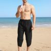 41uMMOM94wL.jpg Men's Linen Yoga Pants Casual Beach Loose 3/4 Harem Trousers Summer Elastic Drawstring Capri Pants