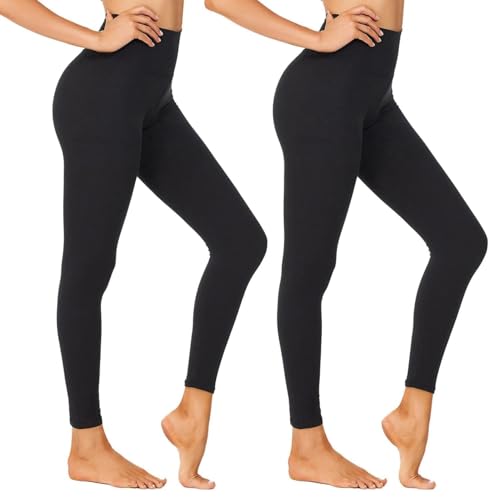High Waisted Leggings for Women - Black Tummy Control Compression Soft Yoga Pants for Workout Reg & Plus Size