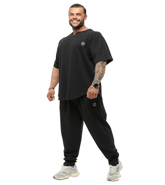 Men's Oversize T-Shirt, Bodybuilding, Lifting Cardio Rag Top Thick Fabric Textured Active T-Shirt