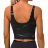 Women's low collar Sports Bra Elastic Sports Vest Yoga Tank Top Tops Shirts Black textured marble Pattern