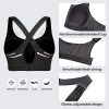 Womens Zip Front High Impact Sports Bra - Molded Cup Adjustable Convertible Straps Wireless Workout Yoga Crop Top