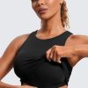 Butterluxe Racerback Longline Sports Bras for Women - High Neck Padded Crop Workout Tank Top with Built in Pads