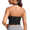 Womens Butterluxe Halter Longline Sports Bra - Padded Workout Yoga Crop Tops Tanks with Built in Pads