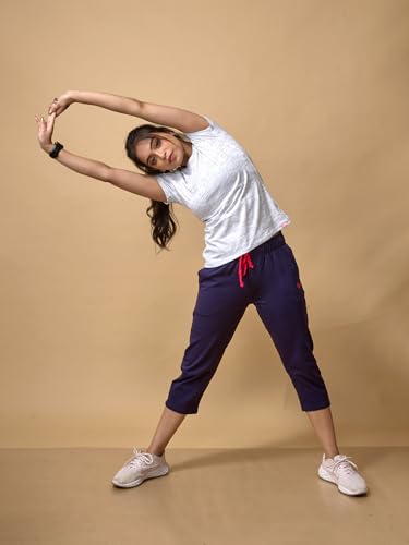 Women's Capri Pant Cropped Jogger with Side Pockets & Drawstring | Stretchable Relaxed-Fit Casual Lounge Track Pants