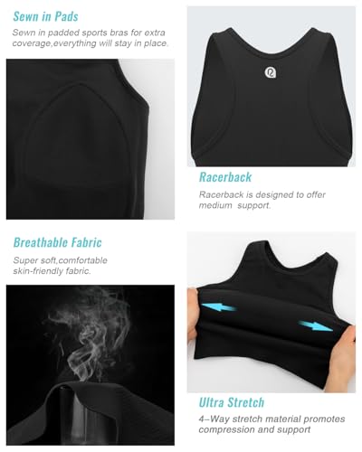 Sports Bras for Women High Impact Seamless Ribbed Longline High Neck Workout Crop Tank Tops Padded