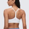 Butterluxe Womens Ruched V Neck Sports Bra - Y Back Spaghetti Thin Strap Wireless Padded Yoga Crop Top