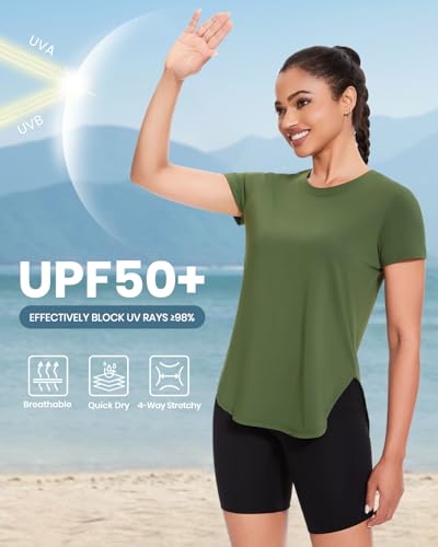 4-Pack Workout Tops for Women UPF 50+ Yoga Shirts Short Sleeve Athletic T-Shirts Quick Dry Running Gym Tee