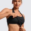Womens Butterluxe Halter Longline Sports Bra - Padded Workout Yoga Crop Tops Tanks with Built in Pads