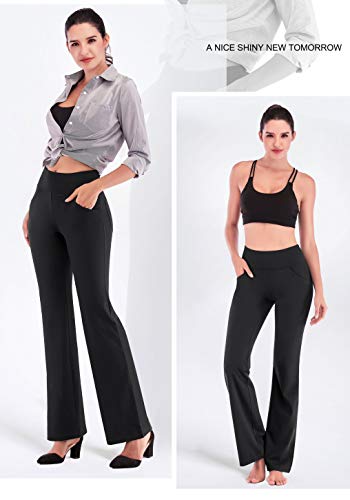 Yoga Pants Women Wide Leg High Waist Bootcut Workout Flare Leggings Tummy Control Work Dress Pants Women 4 Pockets
