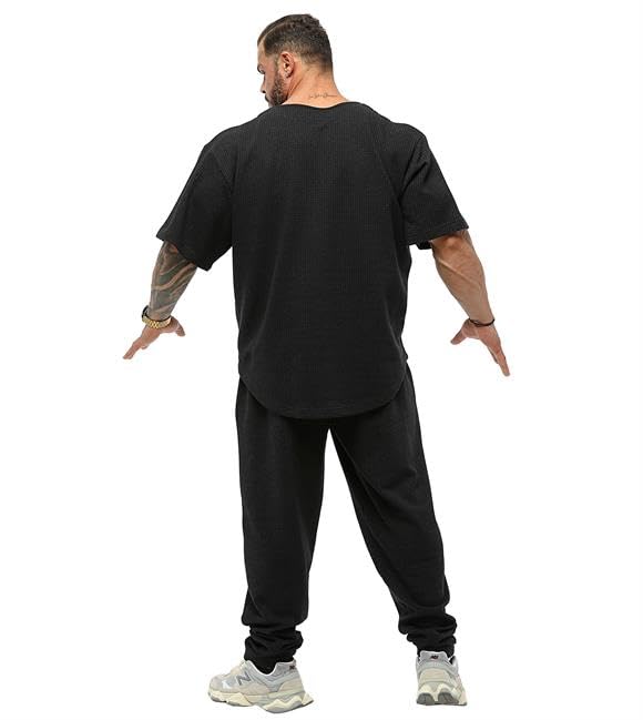Men's Oversize T-Shirt, Bodybuilding, Lifting Cardio Rag Top Thick Fabric Textured Active T-Shirt
