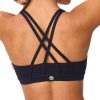 Women's Strappy Sports Bras Light Compression Crop Criss Cross Back Padded Workout Yoga Bra Supportive U Neckline