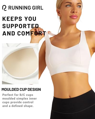 Sports Bras for Women, Medium Support Molded Cup Sports Bras with Sewn in Pads Strappy Workout Yoga Bra