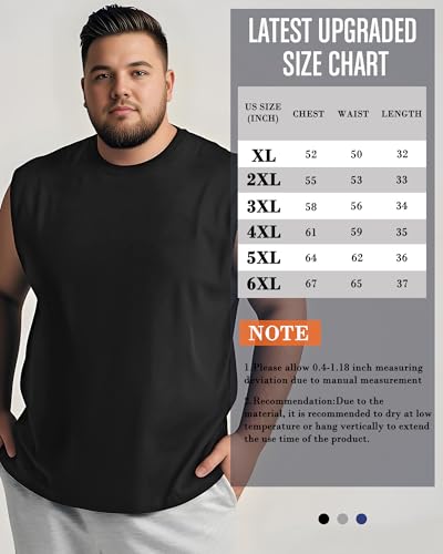 3 Pack Men's Big and Tall Tank Tops Quick Dry Muscle Workout Sleeveless T Shirts Summer Gym Active Undershirts