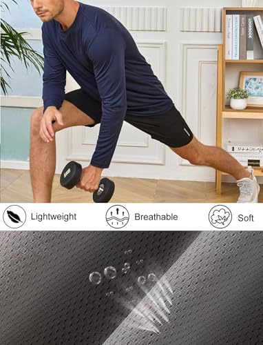 5 Pack Mens Long Sleeve Quick Dry Active Athletic T Shirt Running Gym Workout Tee Tops