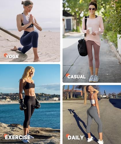 515-rwbcSfL.jpg High Waisted Capri Leggings for Women - Soft Slim Yoga Pants for Running Cycling Workout