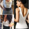 Workout Tops for Women Yoga Tank Tops with Built in Bra Wirefree Padded Yoga Bras Gym Running Athletic Shirt V-Neck Camisole
