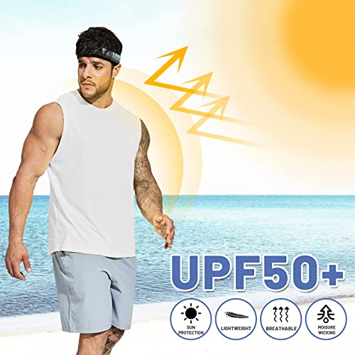 3 Pack Men's Workout Tank Tops UPF 50+ Swim Shirts Quick Dry Running Sleeveless UV Protection Muscle Tees