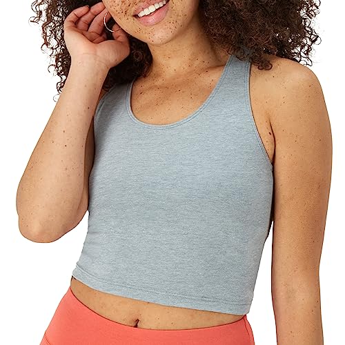 Light Workout, 3-Pack, Stretch-Cotton Cropped Yoga Tank Tops for Women with Built-in Bra