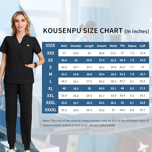 Scrubs for Women Set,V-Neck Stretch Scrubs Top & Jogger Pants Set,Medical Workwear for Nurses Women and Man