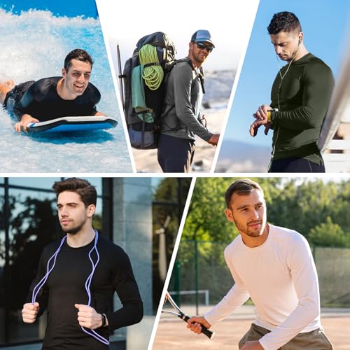 3 Pack Men Long Sleeve Shirts Moisture Wicking UPF Sun Protection Tee Quick Dry Workout T-Shirts Casual Running Shirt