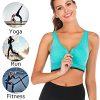 Women's Zip Front Sports Bra Seamless Wirefree Post Surgery Bra Padded Sports Bras Yoga Bra with Removable Cups