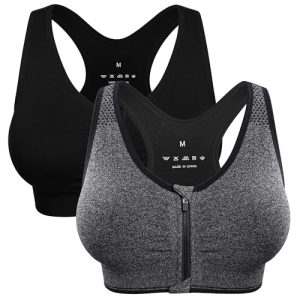 Women's Zip Front Sports Bra Wireless Post-Surgery Bra Active Yoga Sports Bras