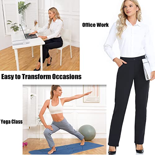 Women's Dress Pants Straight Leg Yoga Work Stretchy Pant for Office Business
