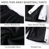Basketball Tear Away Pants for Men High Split Snap Button Post Surgery Casual Wide Leg Sweatpants with Pockets
