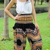 Smocked Waist Harem Baggy Pants, Women, Rayon Elephant Boho Yoga