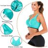 Women's Zip Front Sports Bra Seamless Wirefree Post Surgery Bra Padded Sports Bras Yoga Bra with Removable Cups