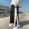 Basketball Tear Away Pants for Men High Split Snap Button Post Surgery Casual Wide Leg Sweatpants with Pockets